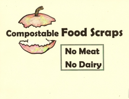 recycling Sign for Compostable Food Scraps 8 1/2 x 11