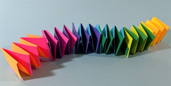 A caterpillar of paper springs